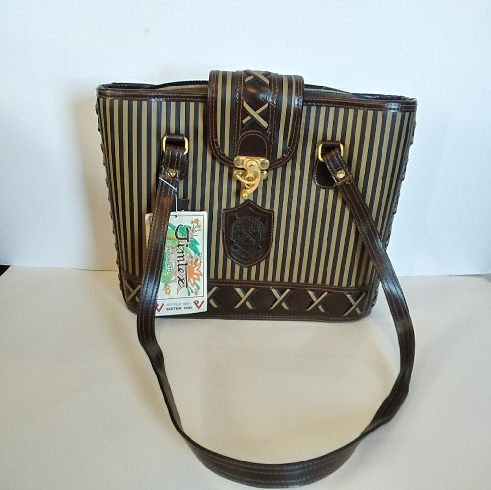 Jim Tex New Old Stock Brown Striped 1980s Purse